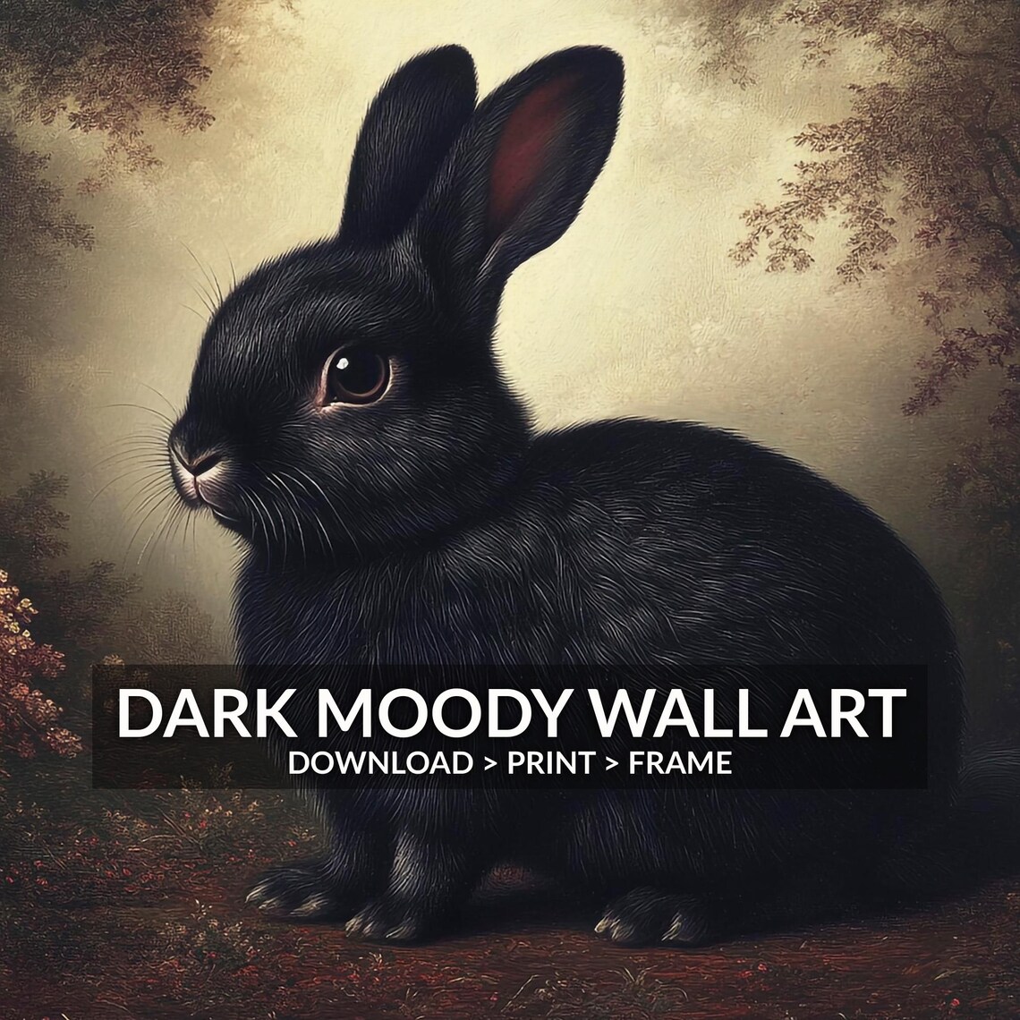 Antique Black Rabbit Art Print, Vintage Dark Academia - Image 6