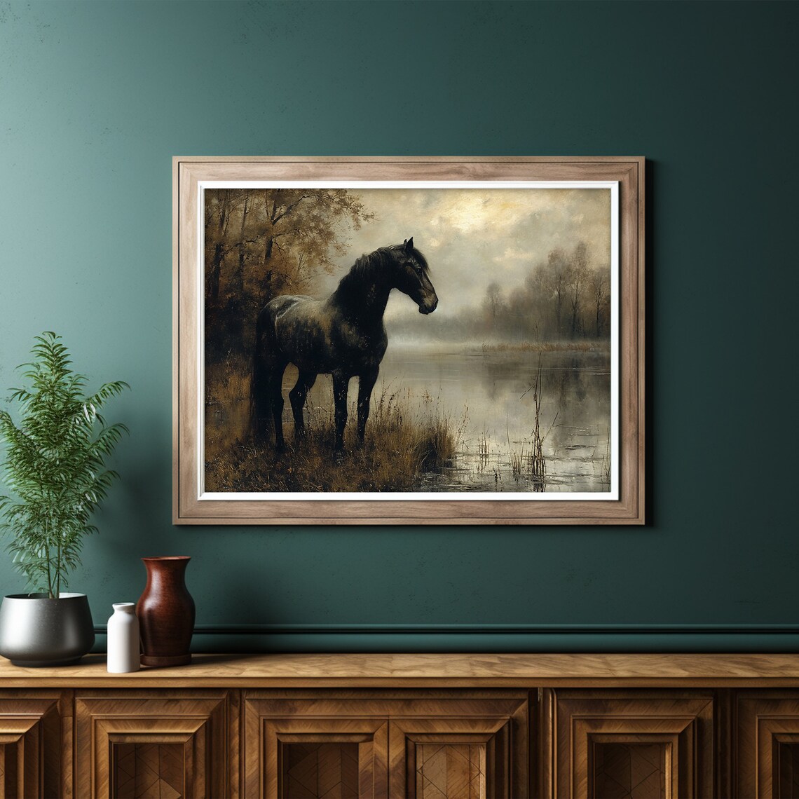Vintage Black Horse Art Print, Rustic Farmhouse - Image 6