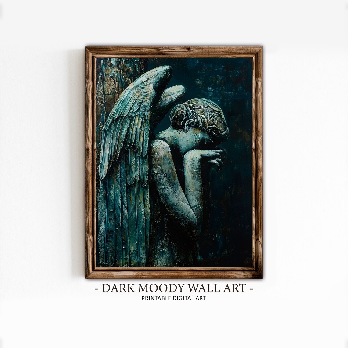 Dark Angel Art Print, Gothic Dark Academia Decor