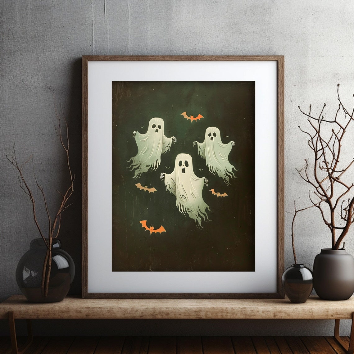Cute Ghost Painting Halloween Wall Art Dark Academia Decor Gothic Cottagecore Print Halloween Flying Ghost - Image 2