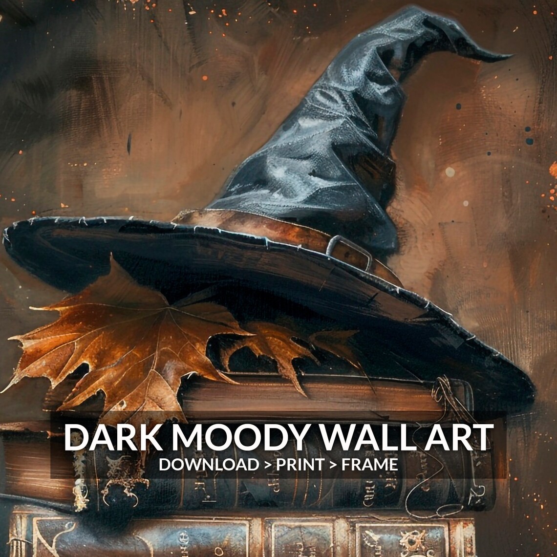 Witch Book Stack Painting, Cottagecore Halloween Art Print - Image 6