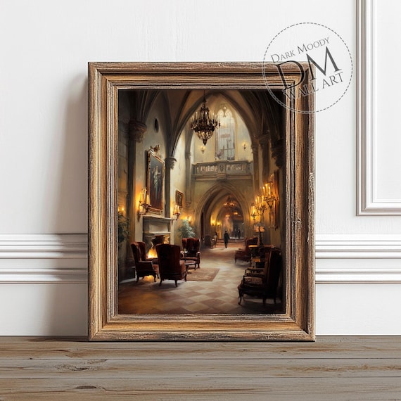 Gothic Castle Interior Wall Art Victorian Grand Hall Print