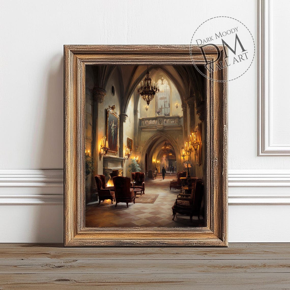 Gothic Castle Interior Wall Art Victorian Grand Hall Print