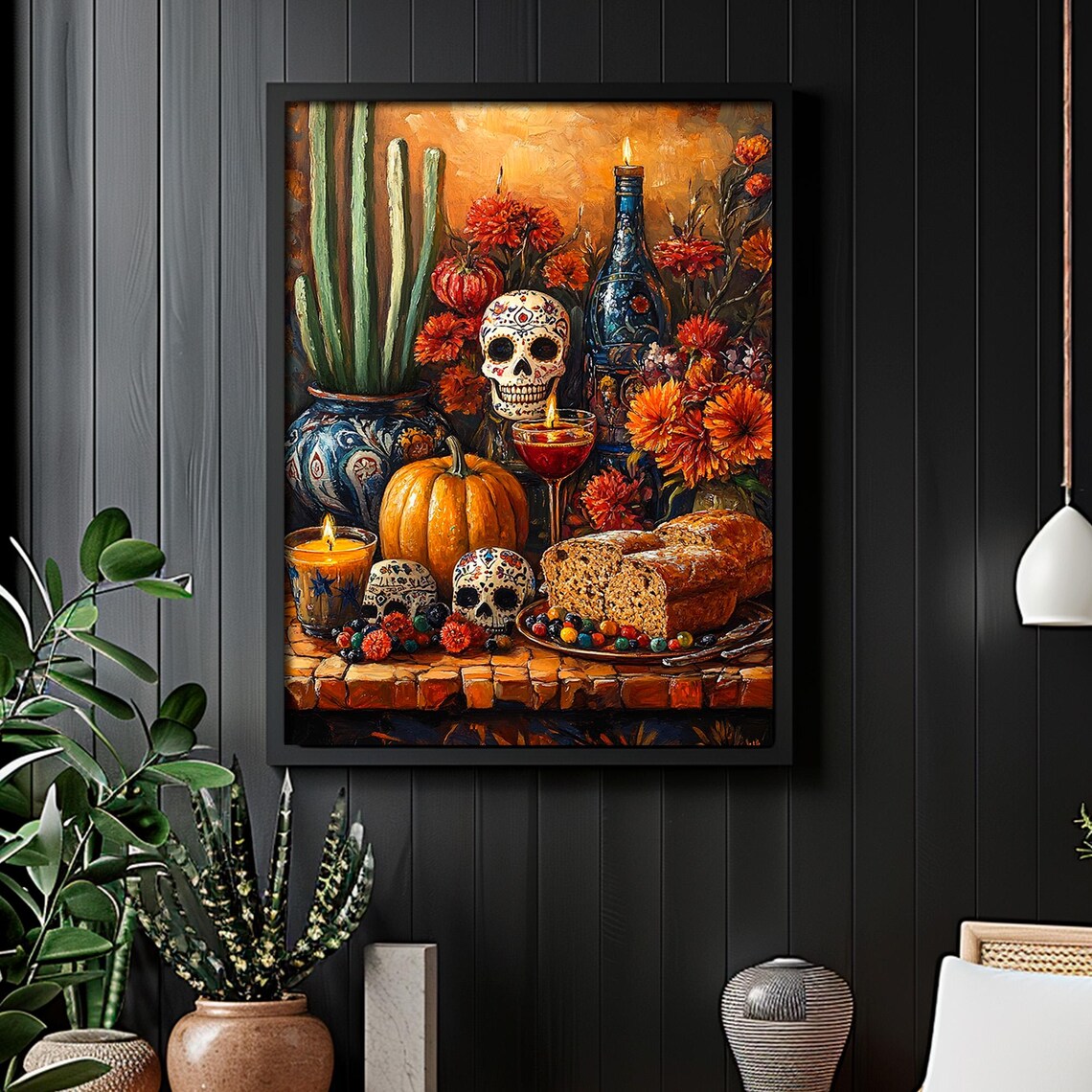 Mexican Sugar Skull Print, Dia De Los Muertos Folk Art - Image 6