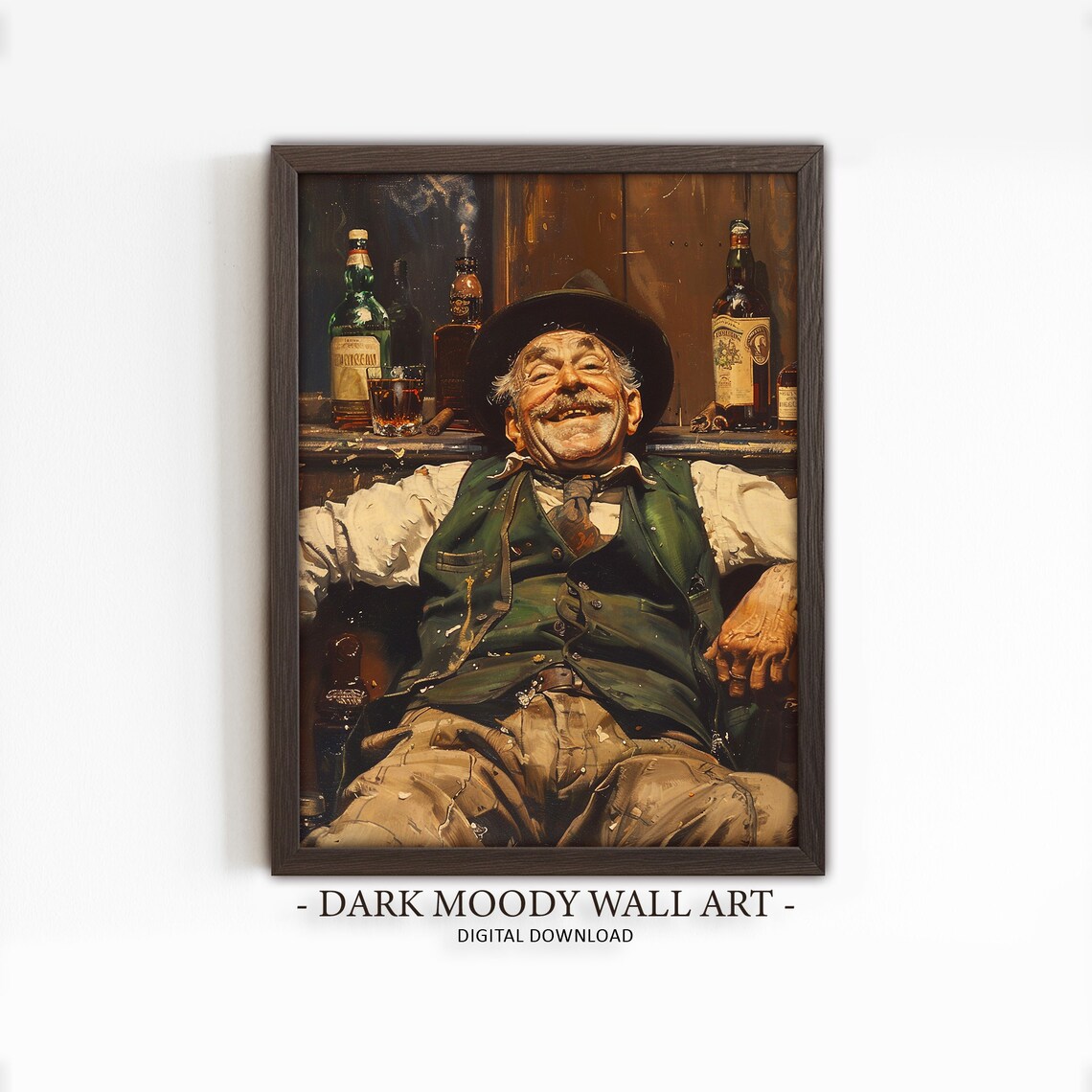 Old Man in Irish Pub Bar Art Print, Ireland