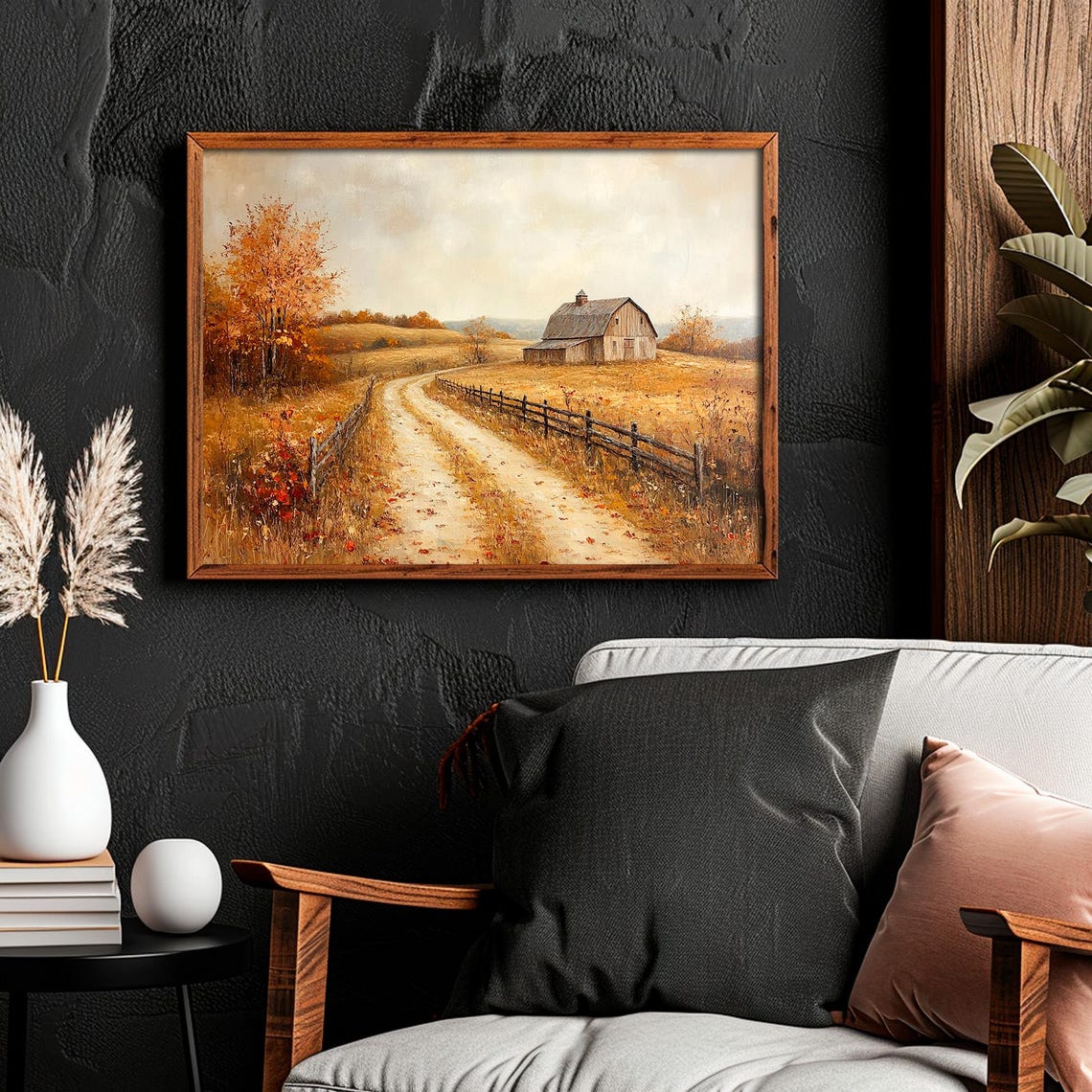 Autumn Barn Dirt Road Rustic Fall Countryside Landscape Poster - Image 4