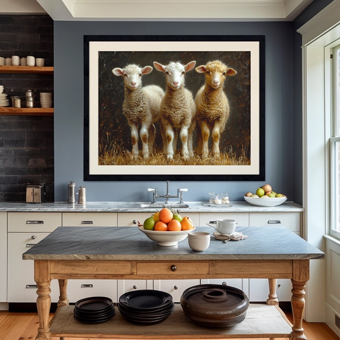 Sheep Painting, Moody Farmhouse Rustic Art Print - Image 5
