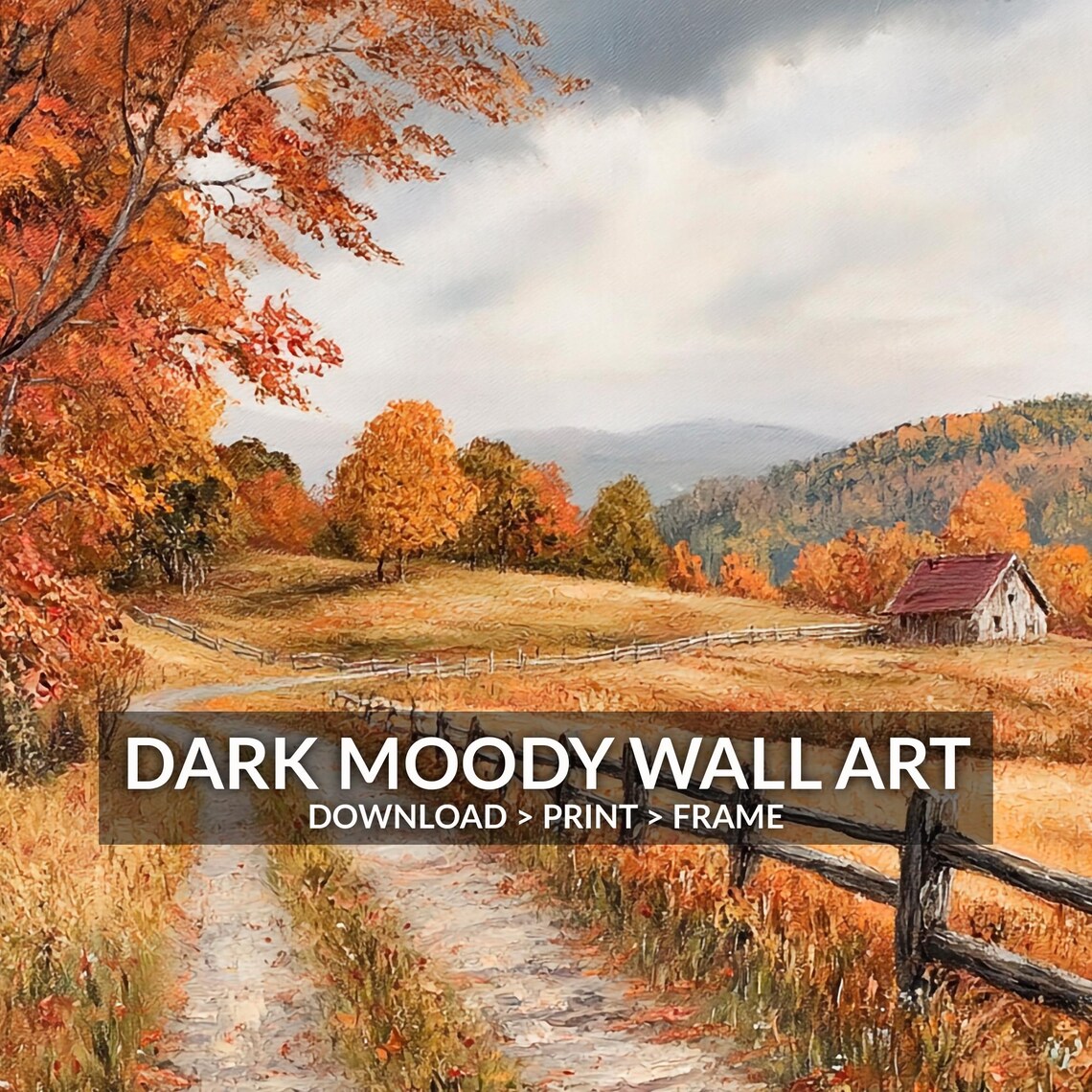 Autumn Cottage Landscape Print, Vintage Farmhouse Decor - Image 3