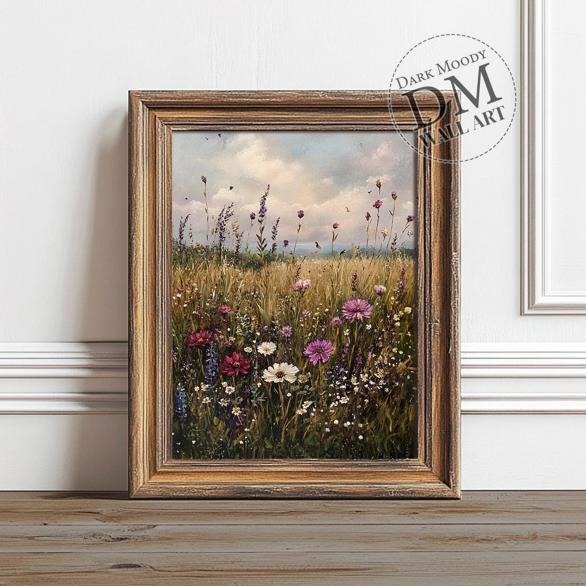 Wildflower Meadow Poster Rustic Field Daisies Poppies Farmhouse Art