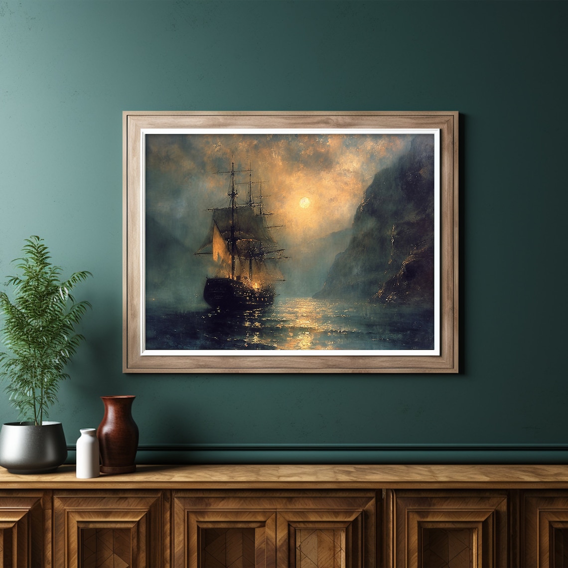 Vintage Ship Ocean Painting Nautical Seascape Art Print - Image 6