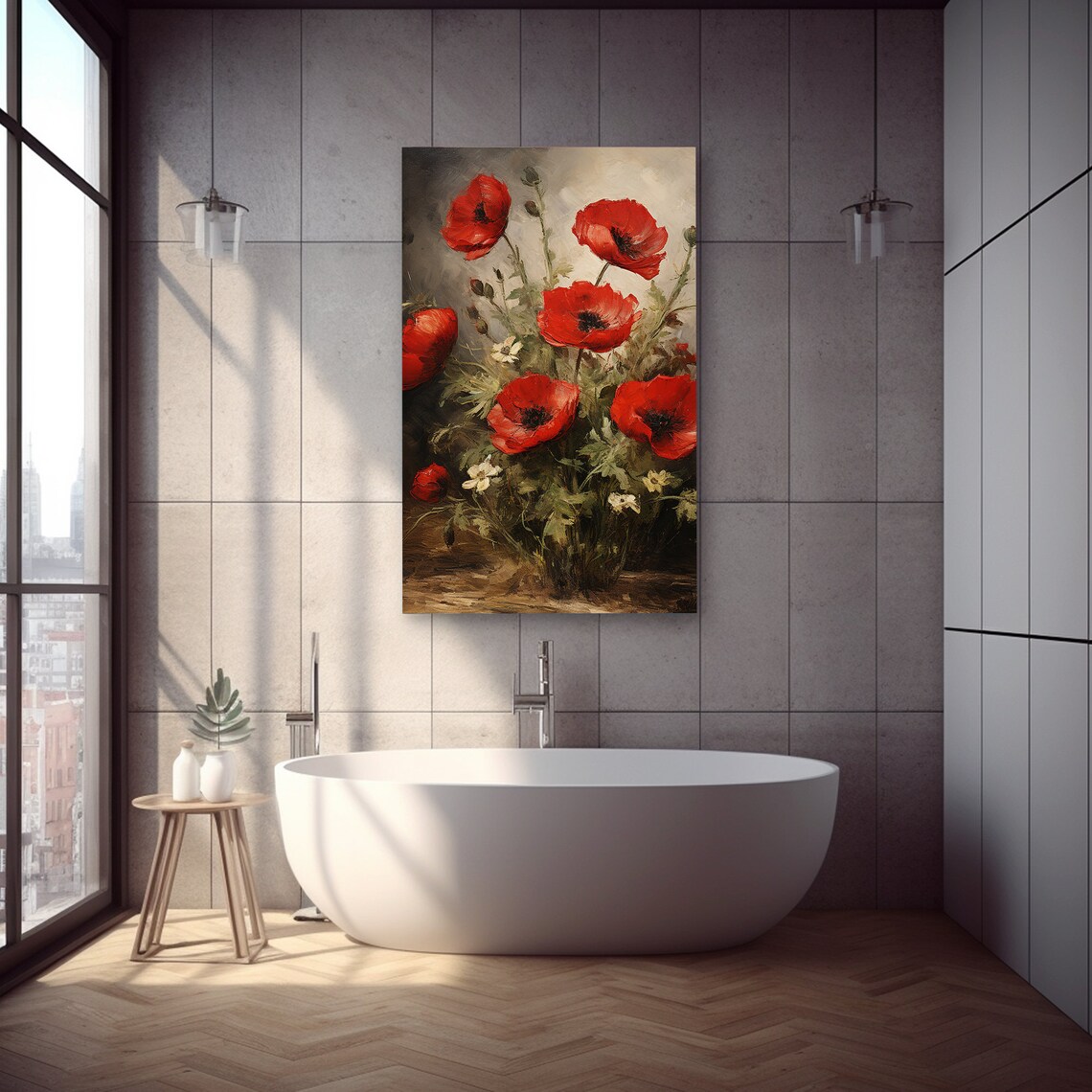 Red Poppy Dark Academia Gothic Floral Art Print - Image 6