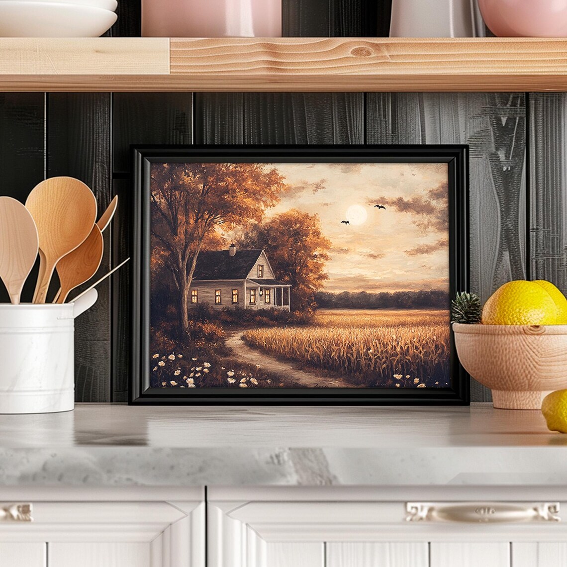 Dark Moody Country Cottage Vintage Farm Landscape - Image 4