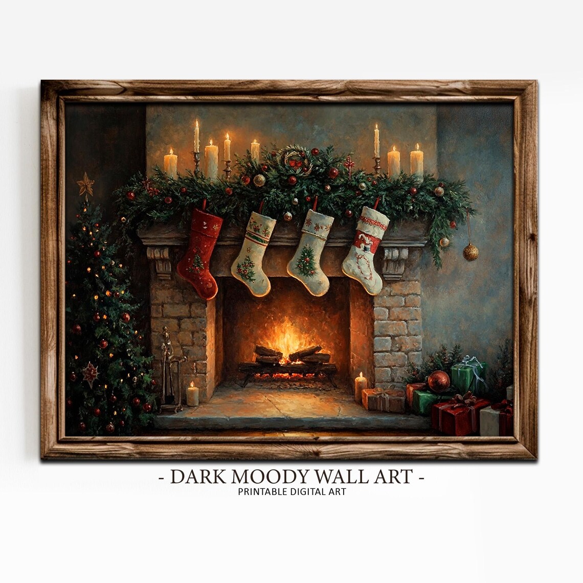 Christmas Stocking Vintage Christmas Art Print - Image 4