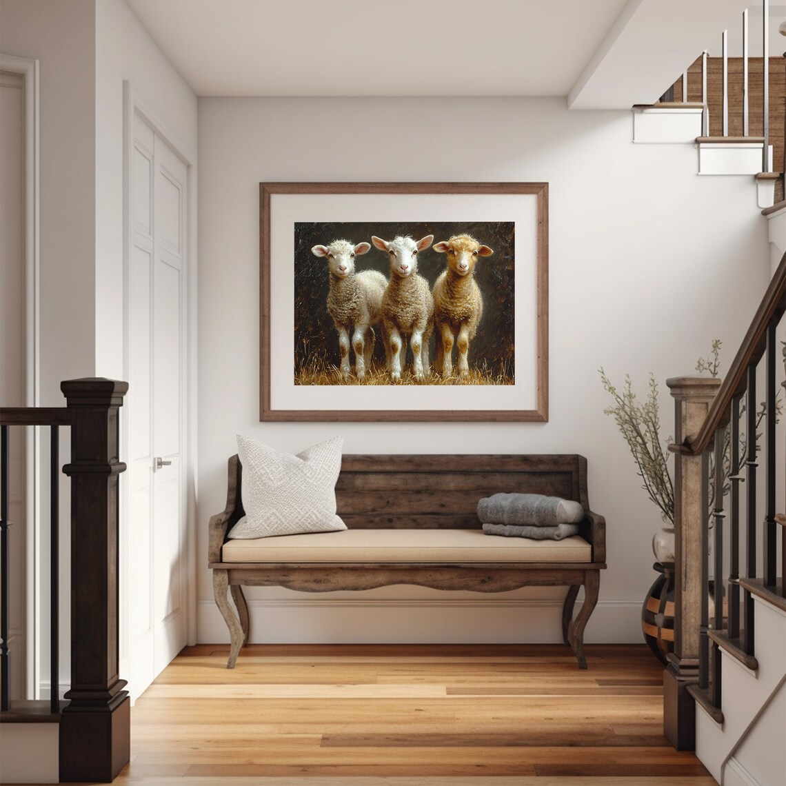 Sheep Painting, Moody Farmhouse Rustic Art Print - Image 2
