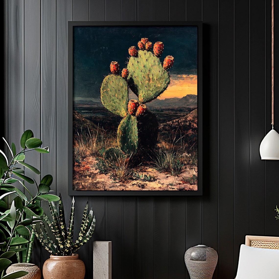 Prickly Pear Cactus Desert Sunset Botanical Wild West Poster - Image 5
