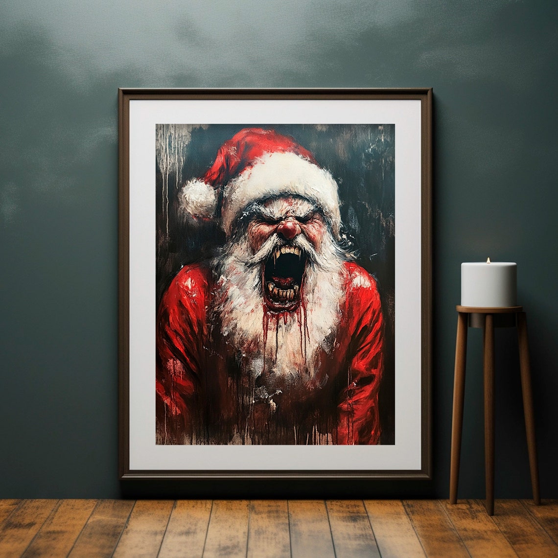 Scary Screaming Santa Horror Christmas Dark Gothic Art Poster - Image 5