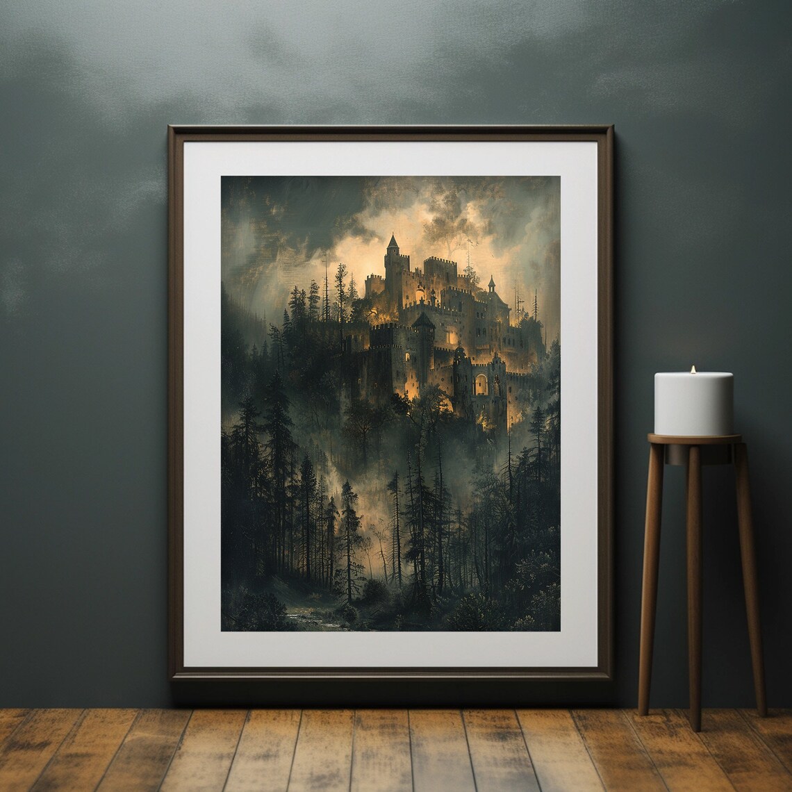Gothic Castle Painting, Dark Moody Halloween Art Print - Image 6