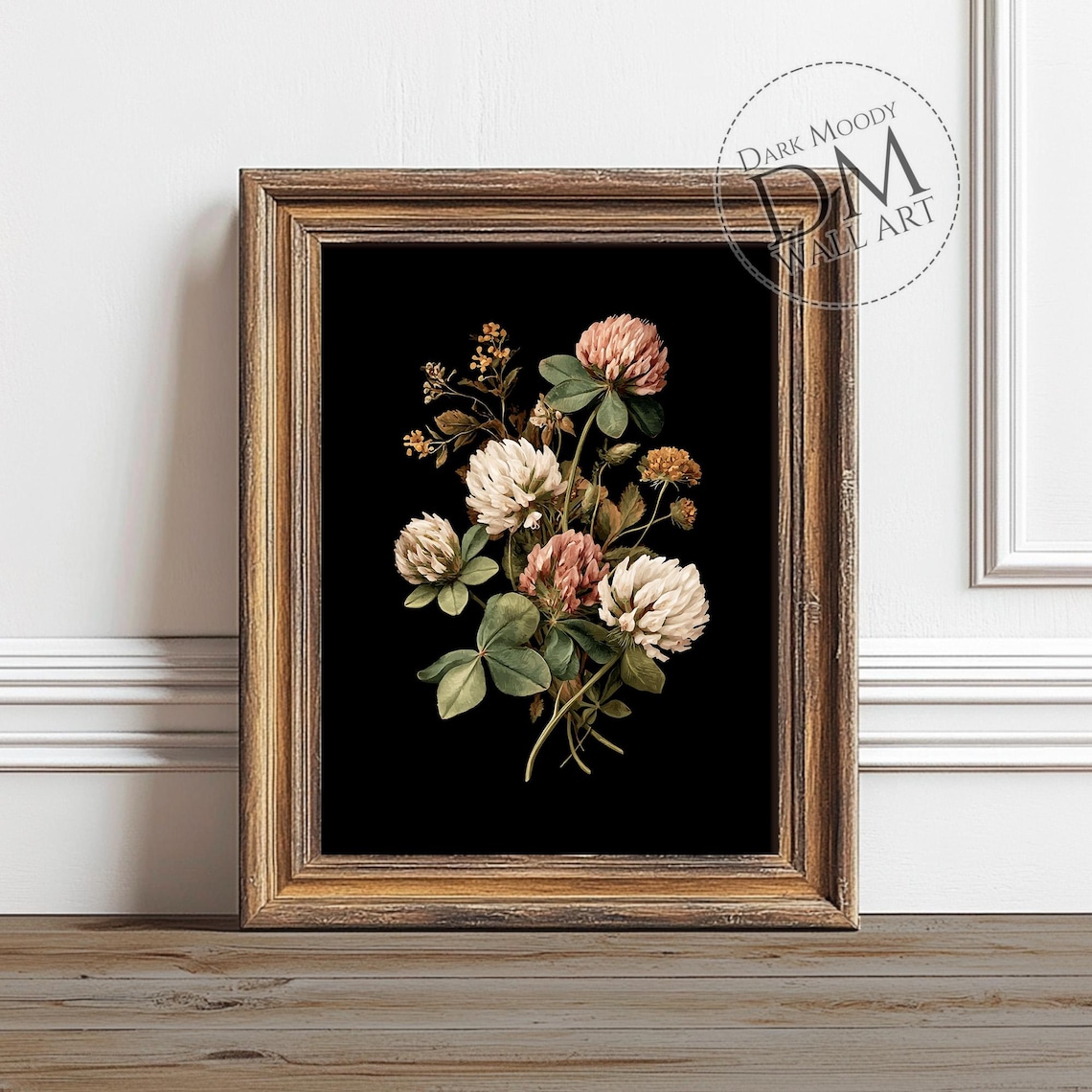 Clover Flowers Moody Botanical Floral Still Life Dark Art Poster