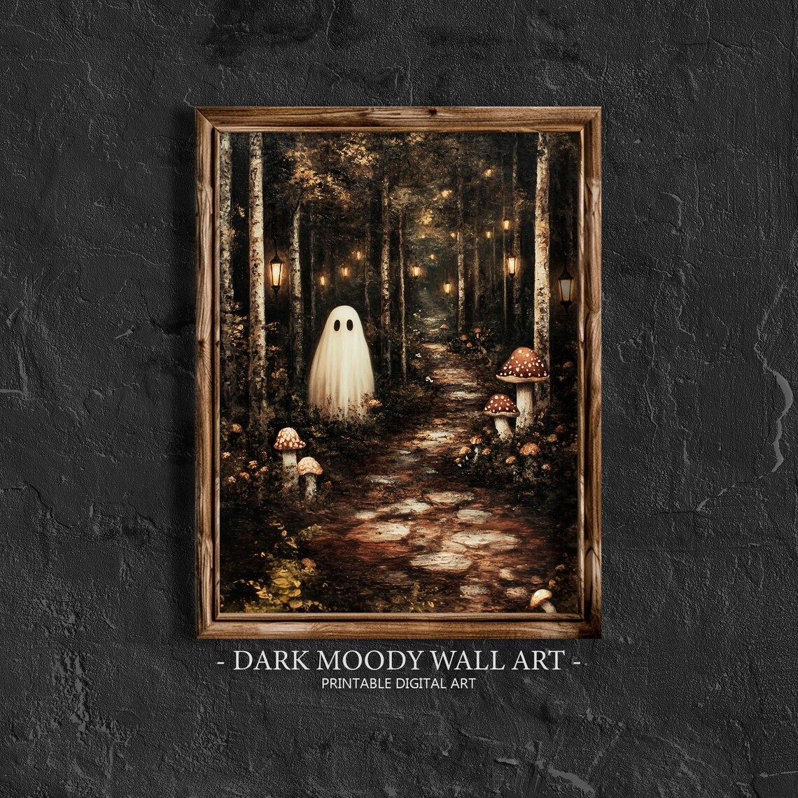 Dark Forest With Ghosts, Halloween Art Print