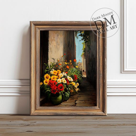 Mexican Street Wall Art Rustic Flowers In Clay Pot