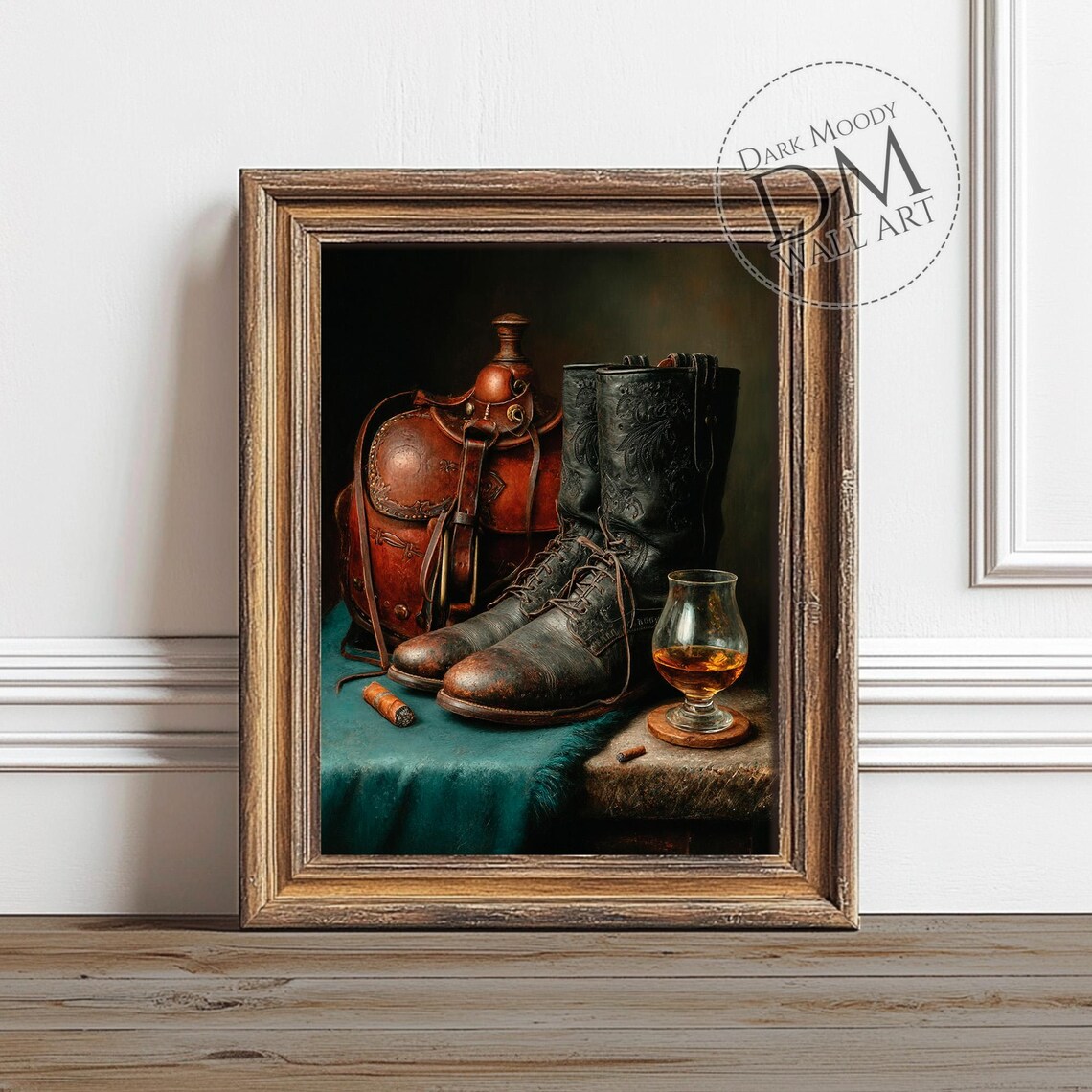 Cowboy Boots and Whiskey Still Life Art Print