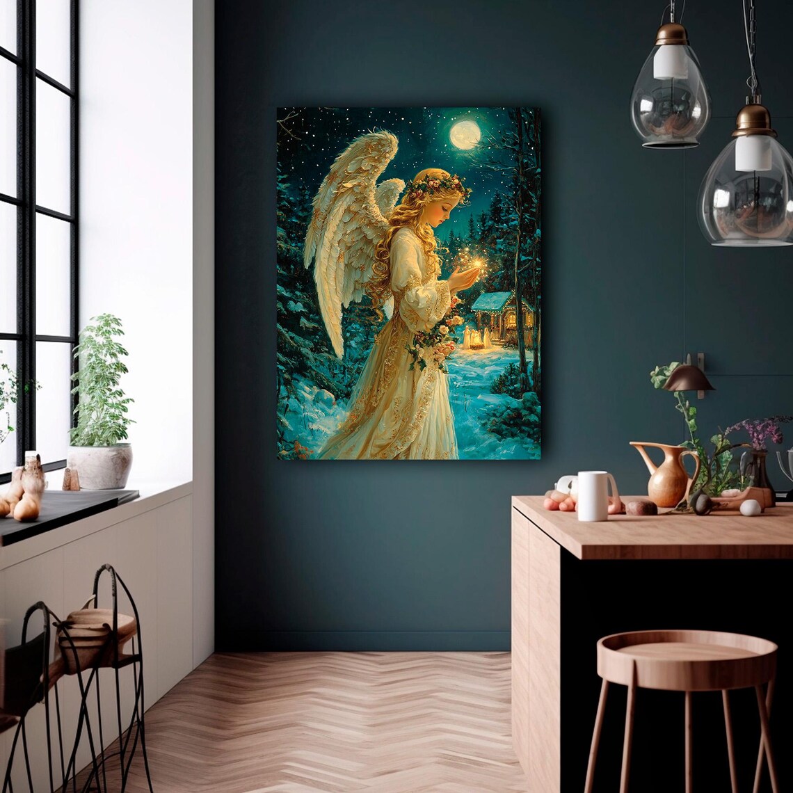 Christmas Angel Vintage Nativity Scene Art Print - Image 4