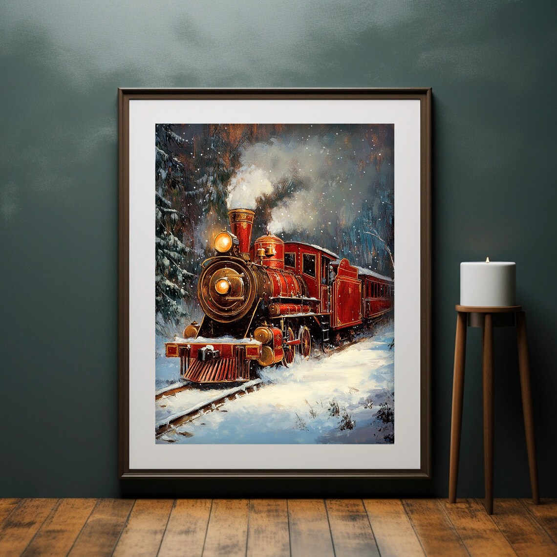 Christmas Train Vintage Art Print, Winter Forest - Image 4
