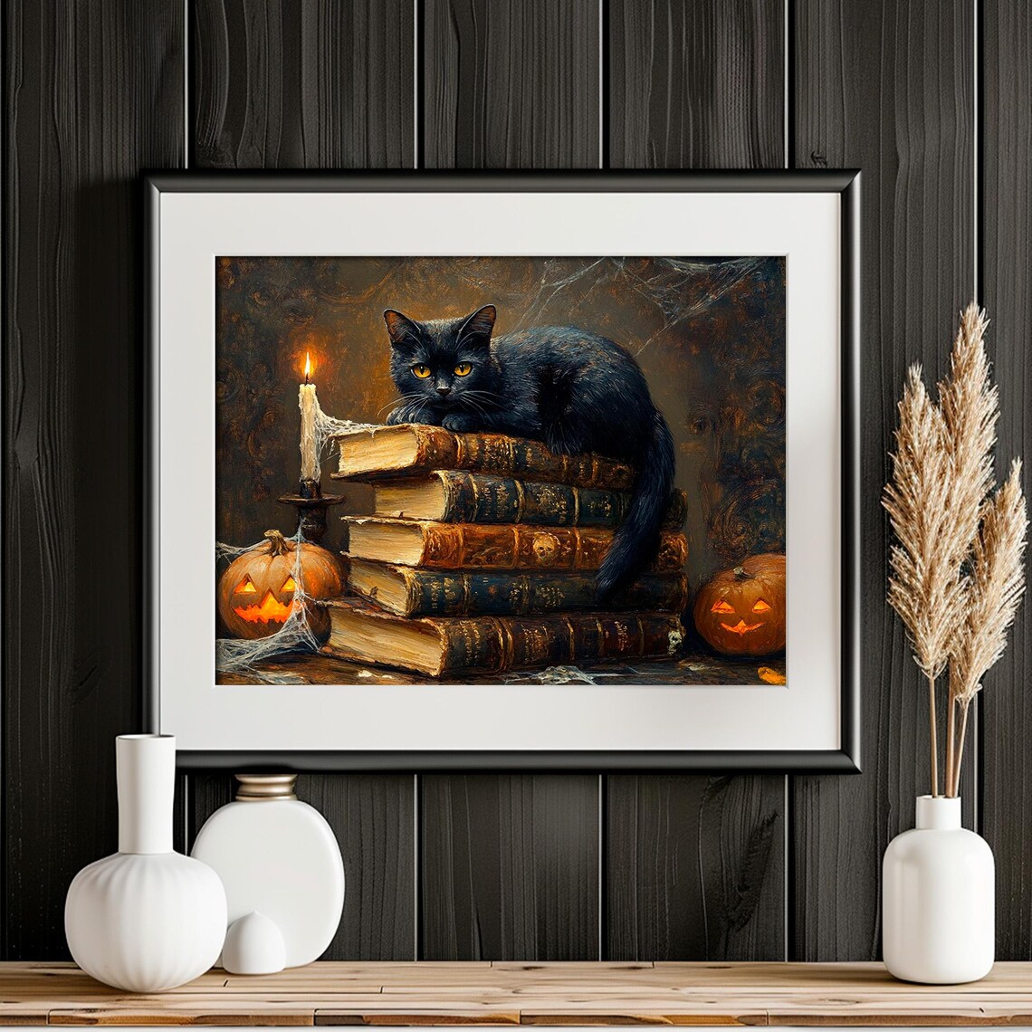 Black Cat Vintage Halloween Art Print, Dark Academia - Image 4