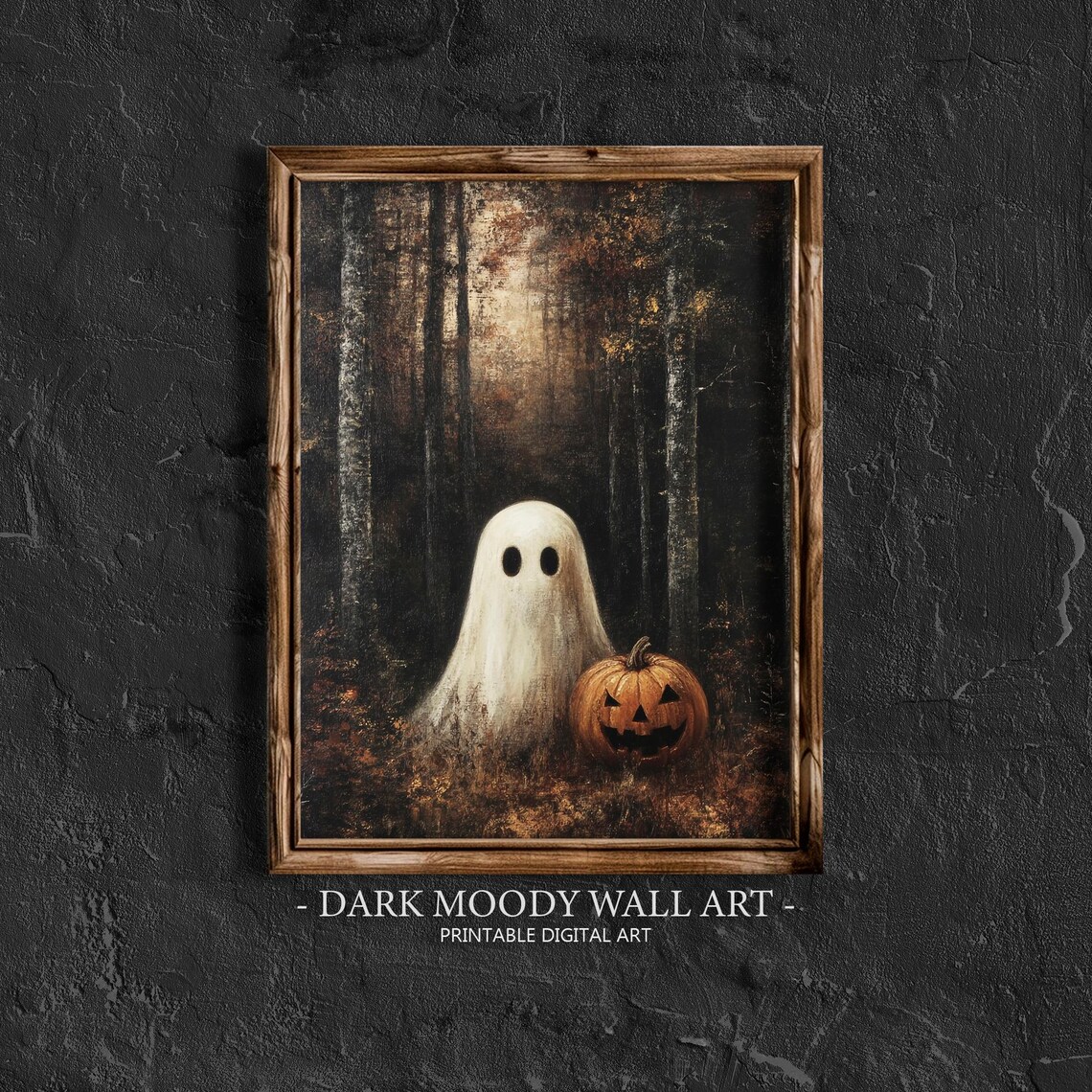 Dark Forest With Ghosts, Vintage Halloween Art Print