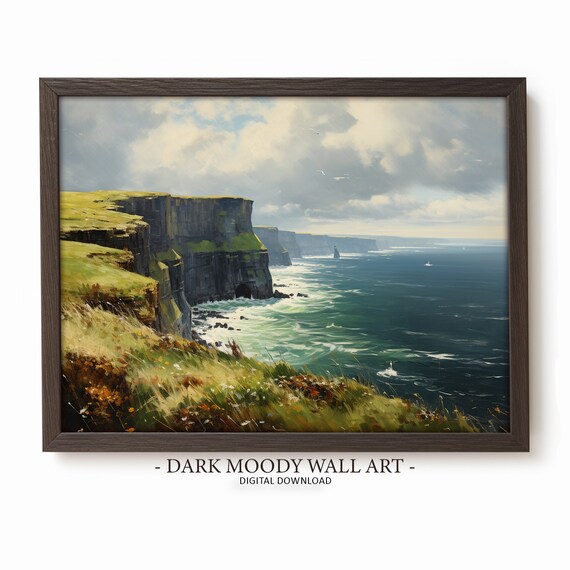 Irish Cliffs Of Donegal Vintage Ireland Home Decor Vintage Irish Seascape