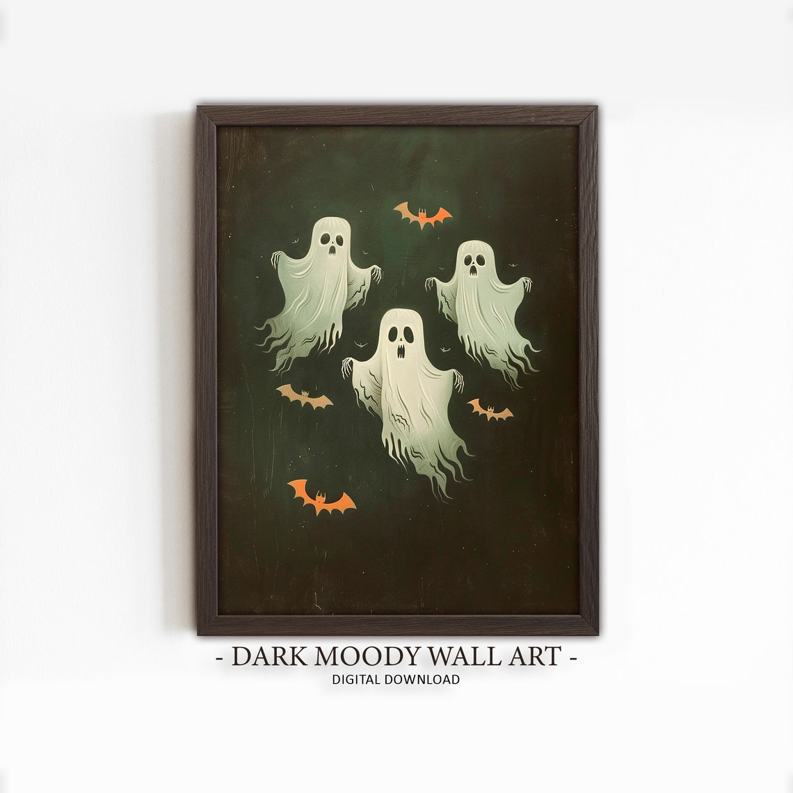 Cute Ghost Painting Halloween Wall Art Dark Academia Decor Gothic Cottagecore Print Halloween Flying Ghost