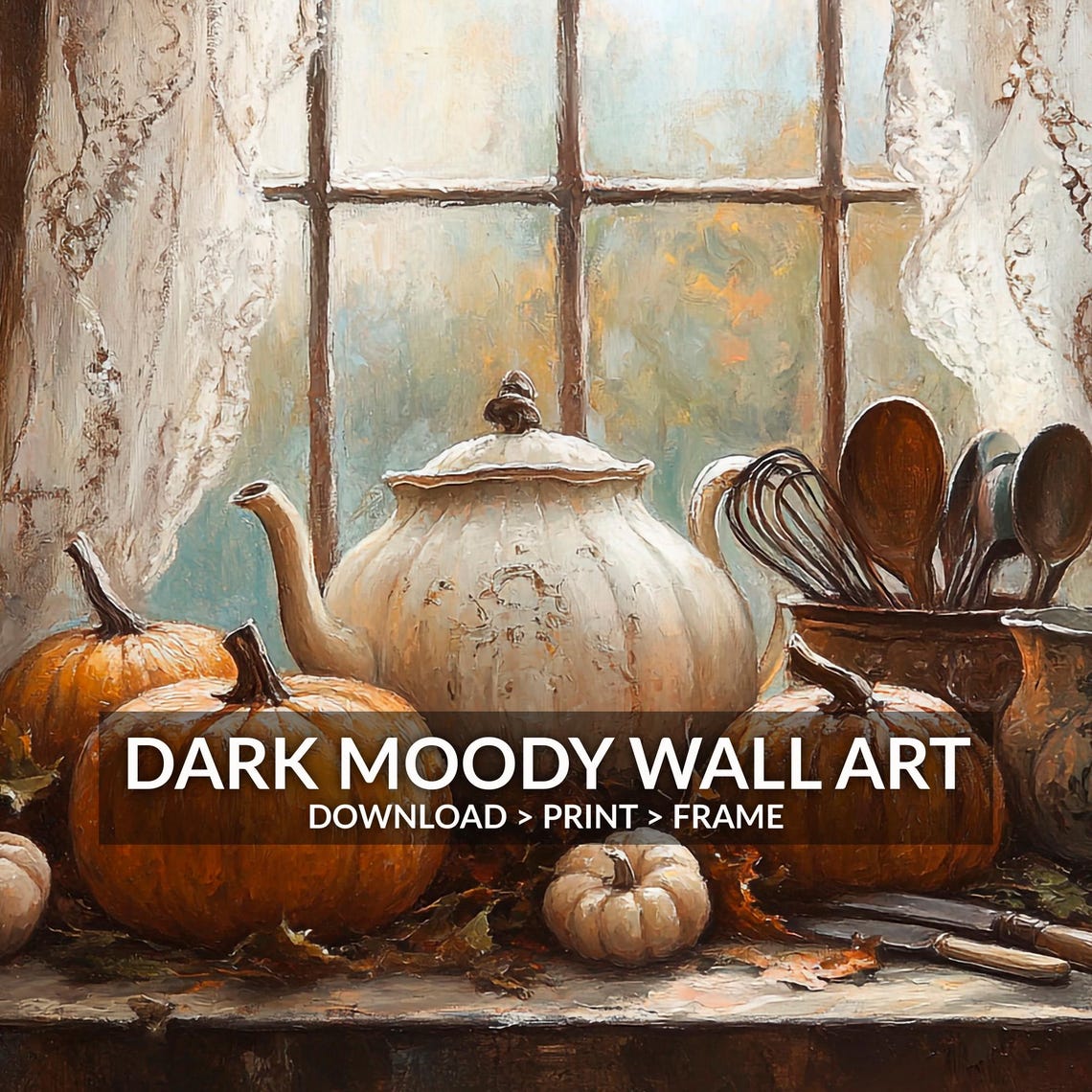 Fall Kitchen Wall Art Thanksgiving Pumpkin Painting Moody Vintage Rustic Fall Prints Thanksgiving Decor Autumn Wall Art - Image 6