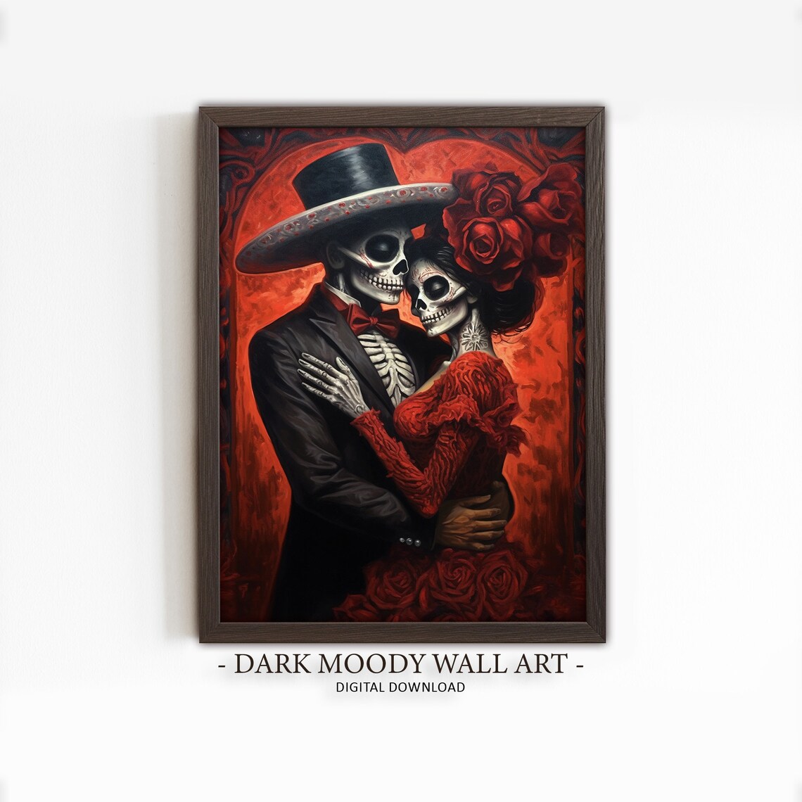 Dia De Los Muertos Catrina Calavera Couple Art Print