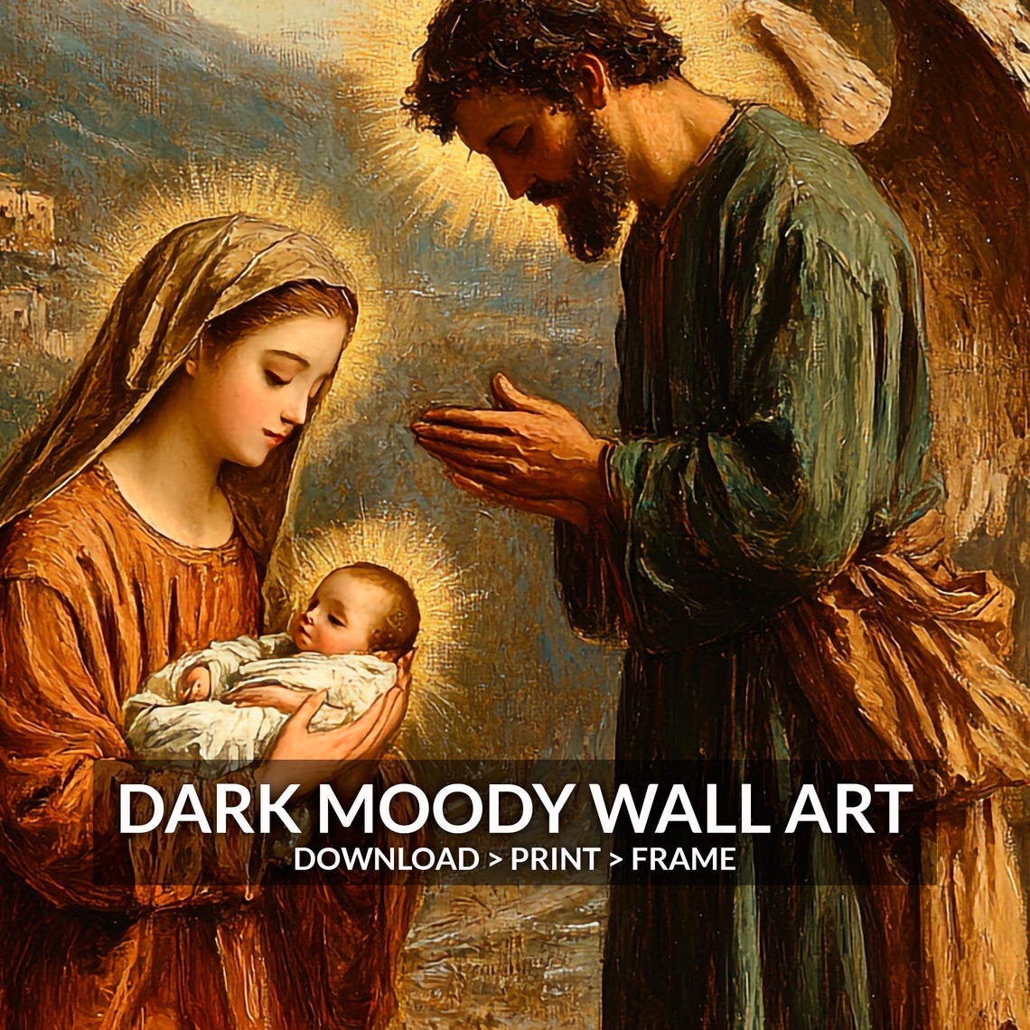 Nativity Scene Birth Of Baby Jesus Painting Vintage Christmas Wall Art Christian Wall Art Holy Family Print - Image 6