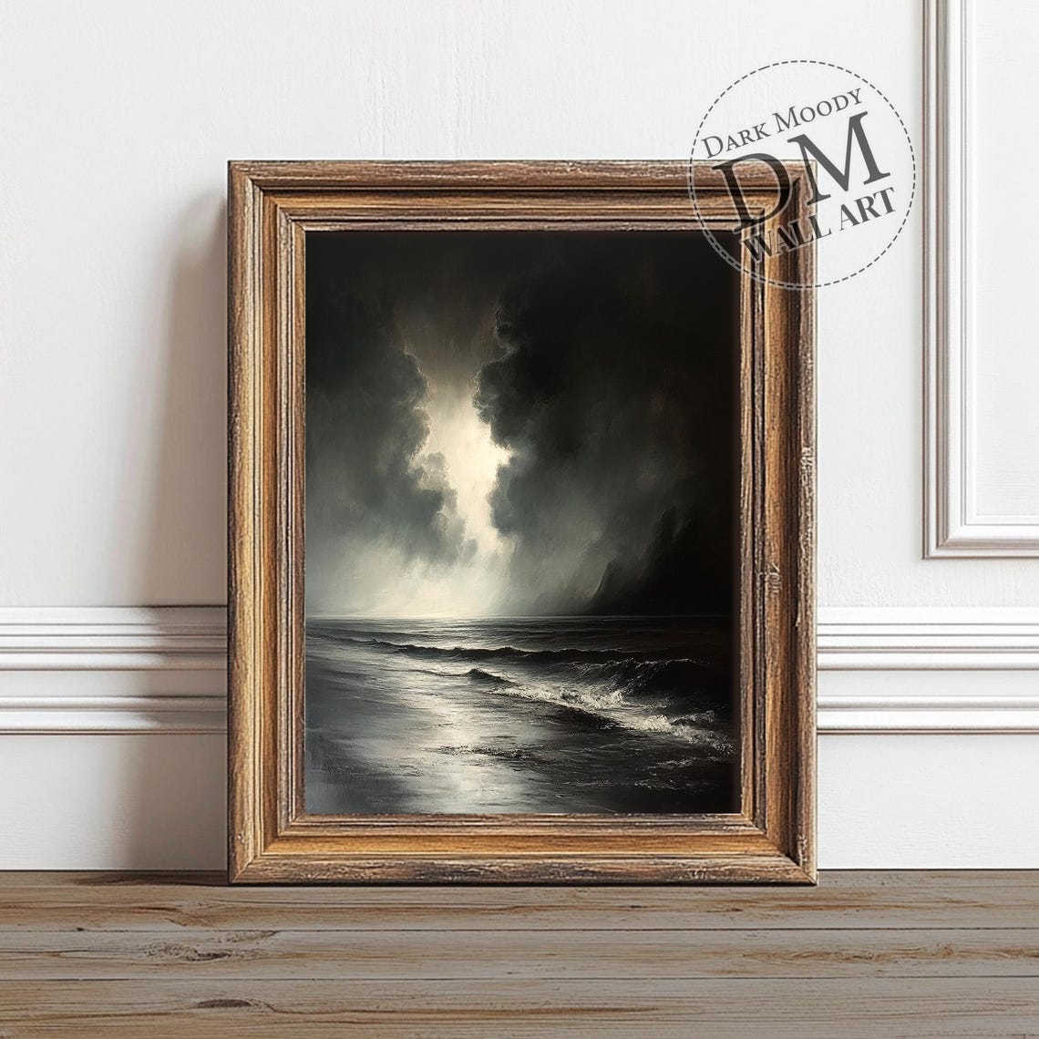 Stormy Ocean Dark Moody Seascape Dramatic Black Waves Wall Art