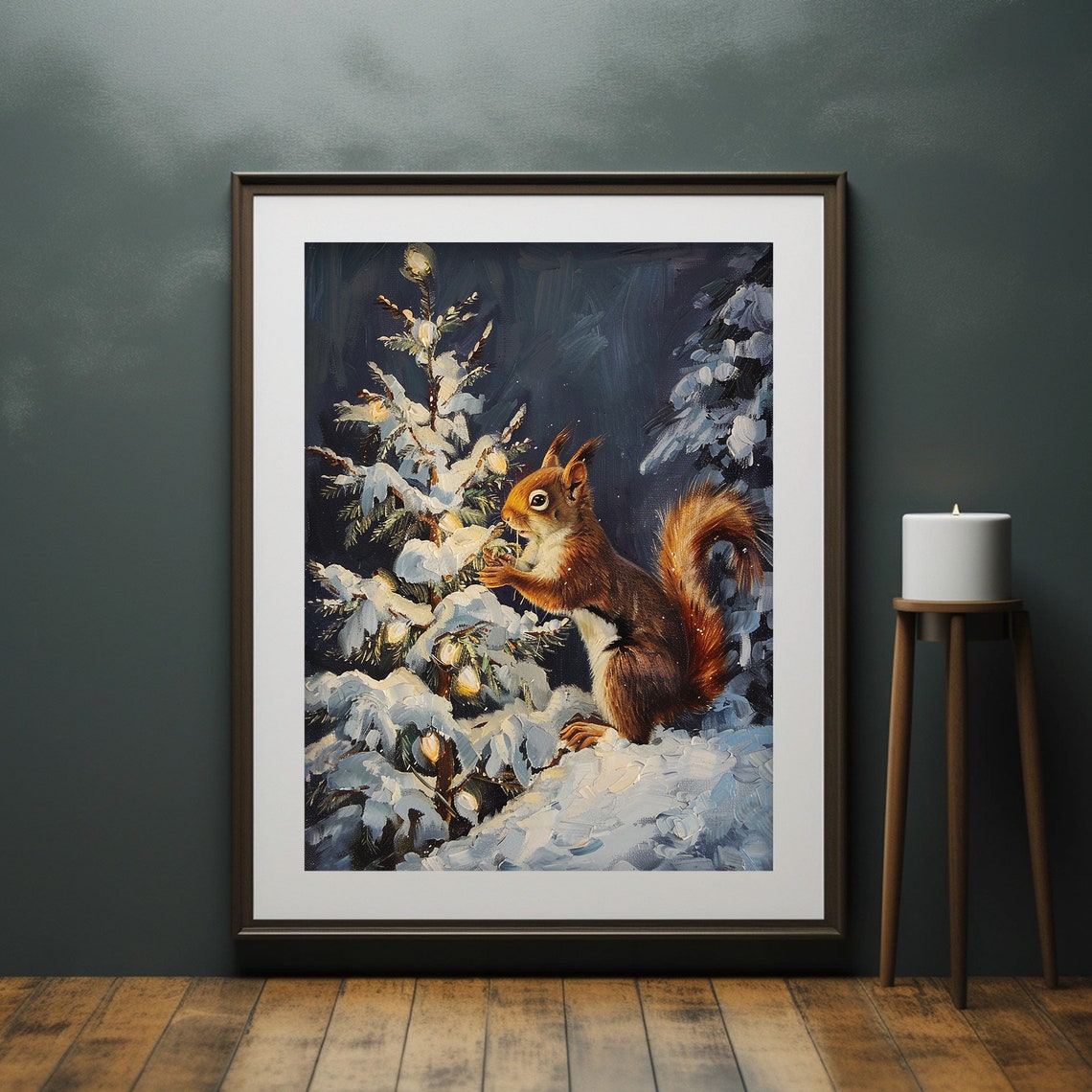 Christmas Squirrel Print Cute Squirrel Painting Christmas Decor Winter Holiday Art Wall Art - Image 6