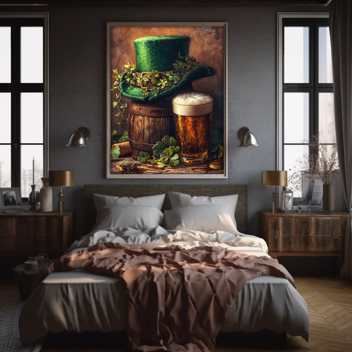 St Patricks Day Beer Print, Rustic Clover Art Print - Image 6