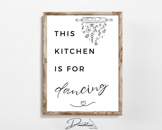 This Kitchen Is For Dancing Rolling Pin Farmhouse Quote Wall Art Print