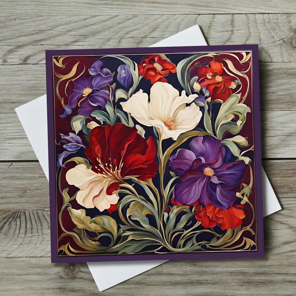 Pansy Art Nouveau Ceramic Tile, Floral Decor - Image 2