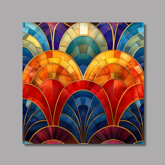 Modern Art Deco Ceramic Tile 2 Wall Art Stained Glass Look Birthday Gift Boho Rainbow Home Accent Decorative Tile Trivet