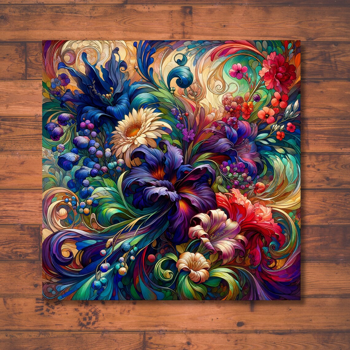 Floral Art Nouveau Decorative Tile, Vintage Style - Image 3