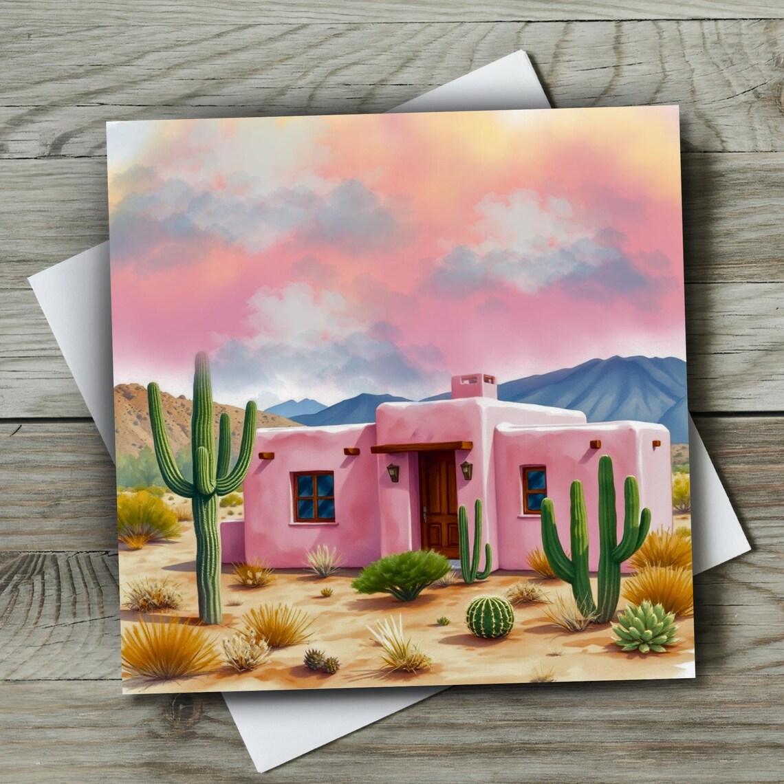 Desert Southwest Pink Adobe House Art Print, Arizona - Image 3
