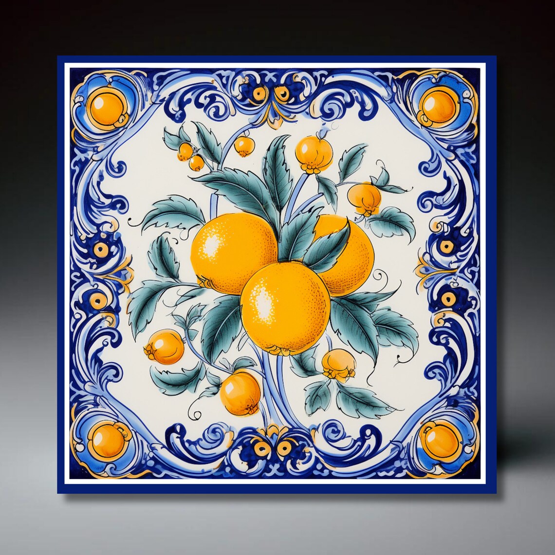 Deruta Style Italian Ceramic Tile, Lemon Kitchen Art