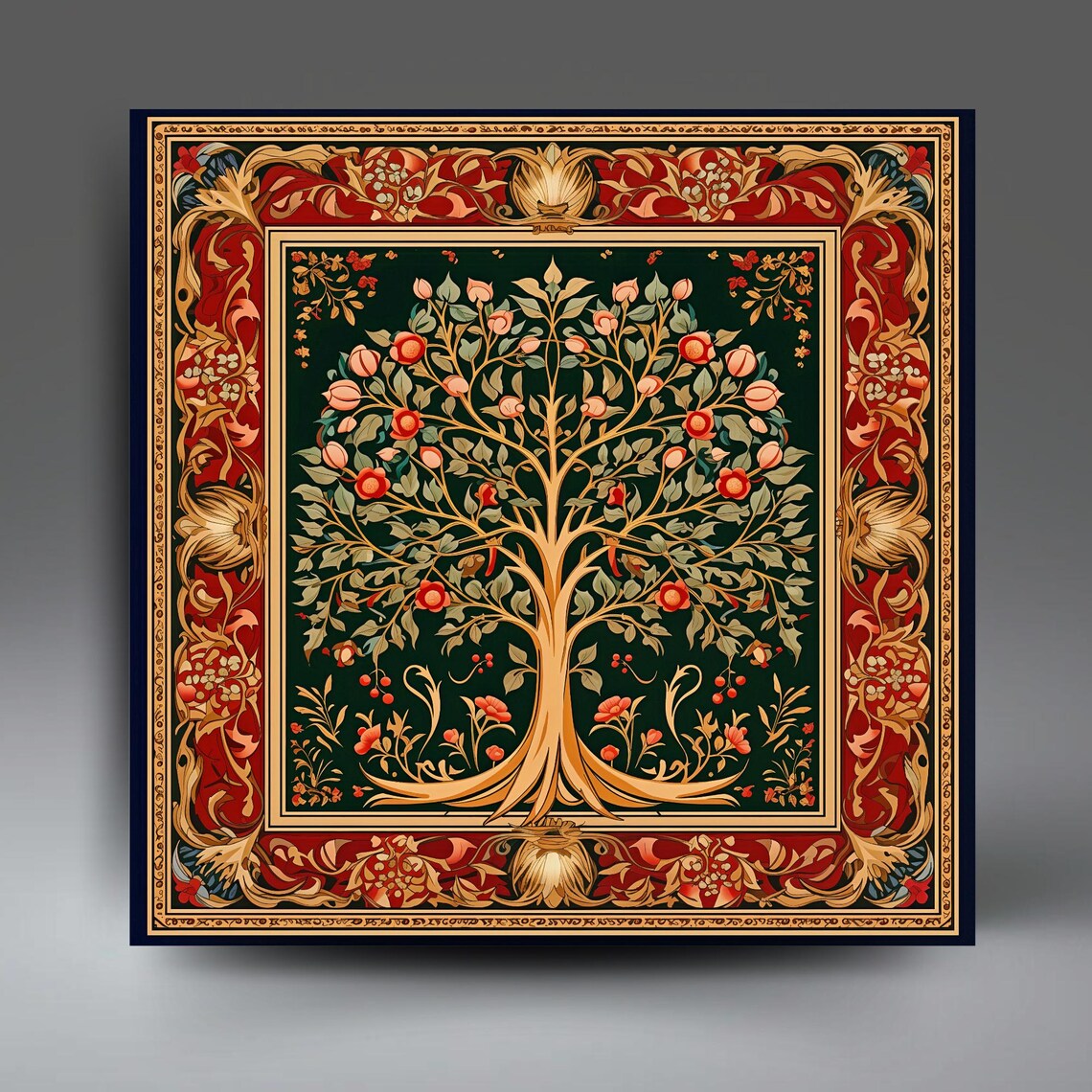 William Morris-Inspired Botanical Tree, Art Nouveau Art Print