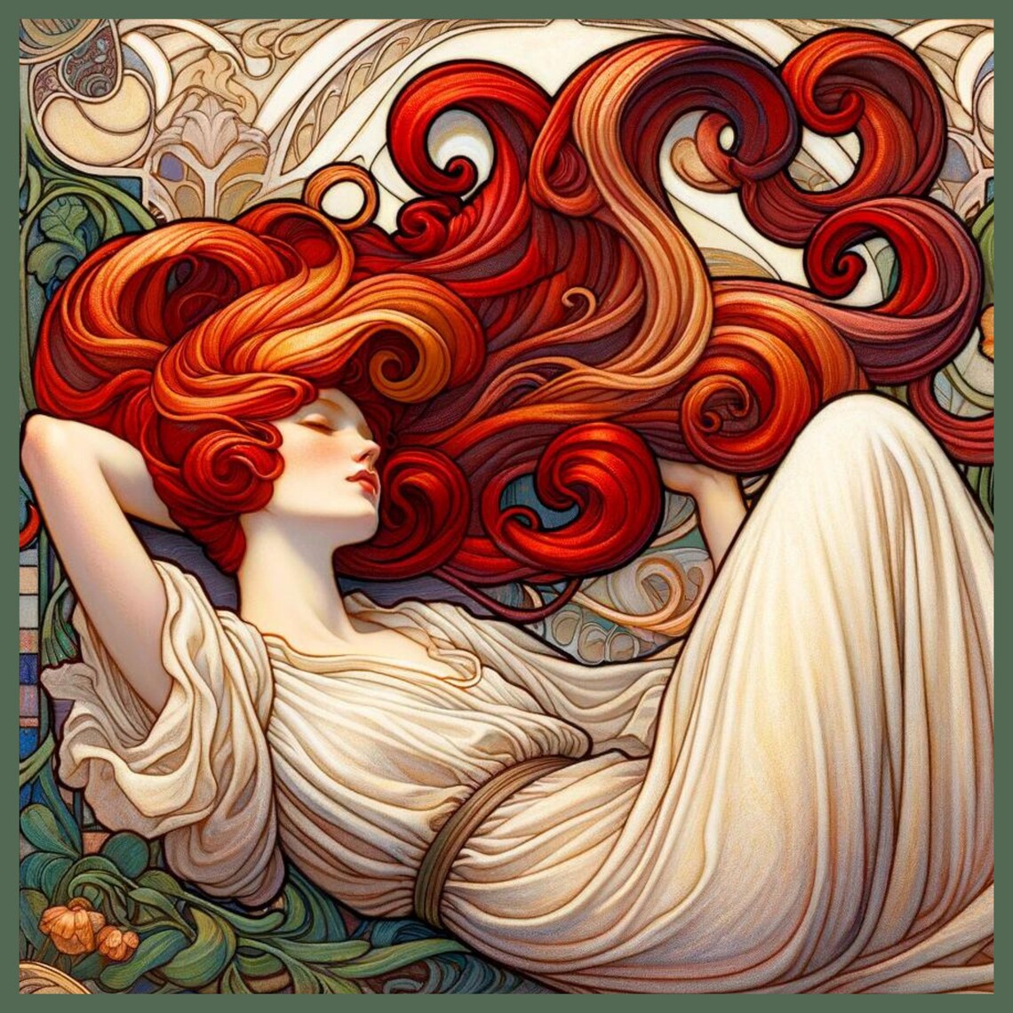Art Nouveau Ceramic Tile, Vintage-Inspired Art Print - Image 5