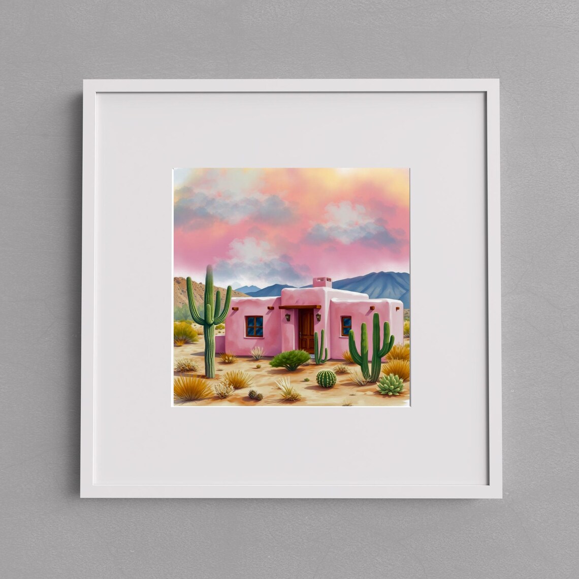 Desert Southwest Pink Adobe House Art Print, Arizona - Image 2