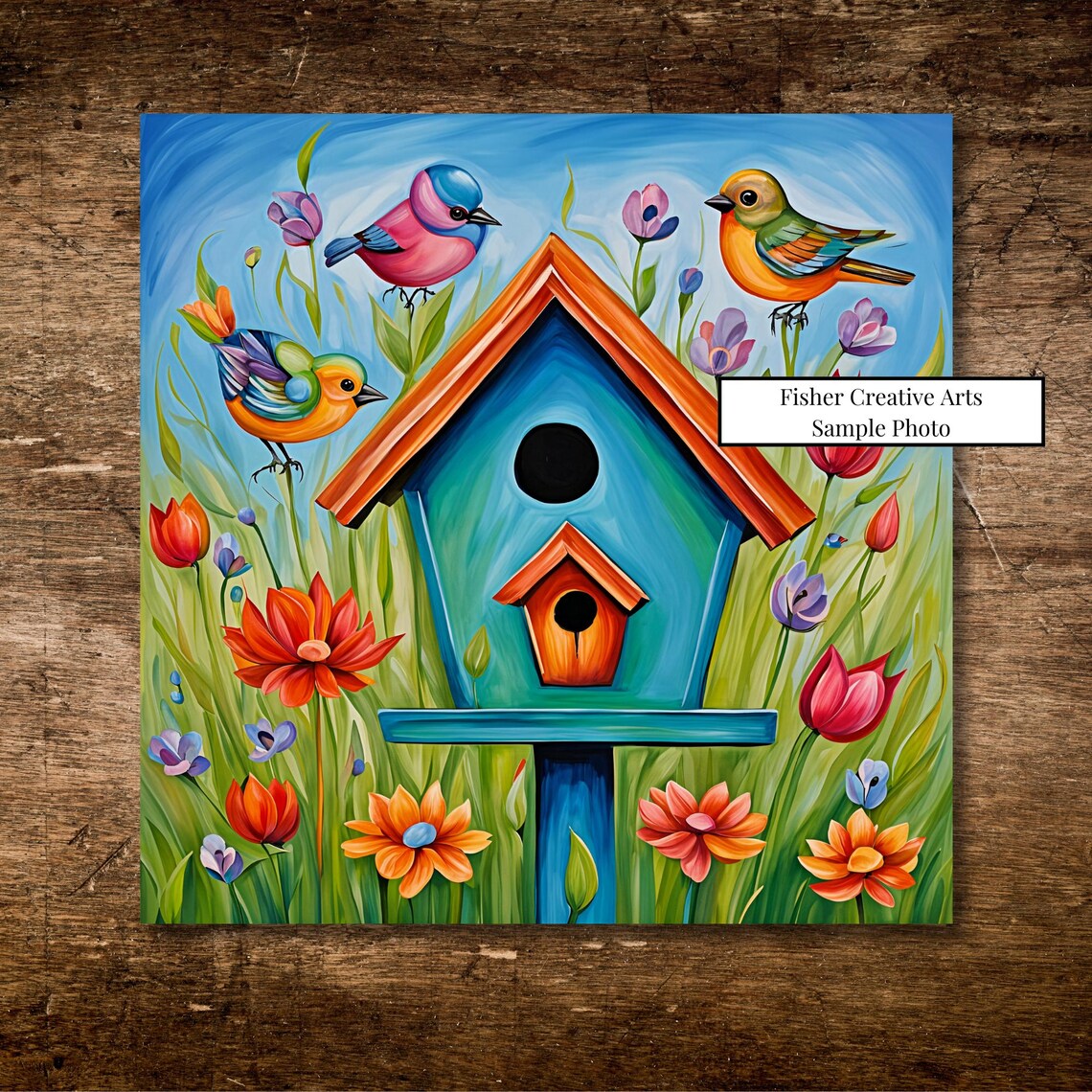 Whimsical Birdhouse Kitchen Art Print, Spring Decor