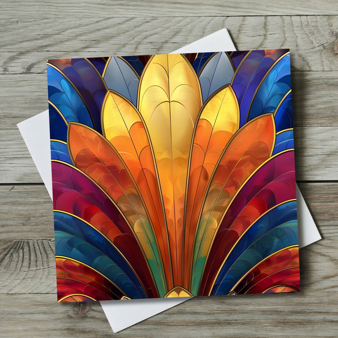 Modern Art Deco Ceramic Tile Wall Art Stained Glass Look Birthday Gift Boho Rainbow Home Accent Decorative Tile Trivet - Image 2