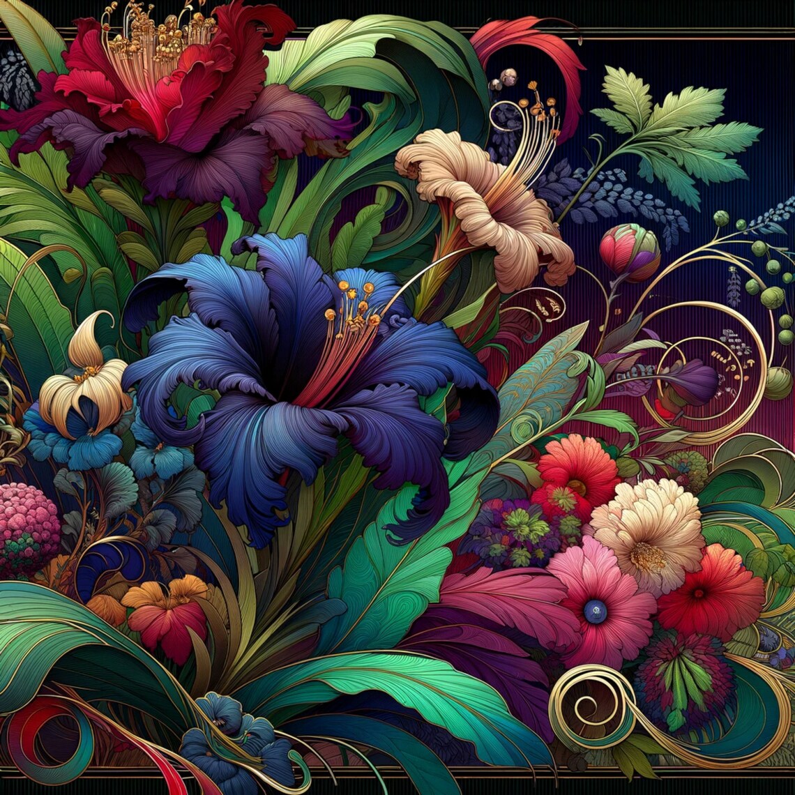 Floral Art Nouveau Art Print, Vintage Inspired - Image 5
