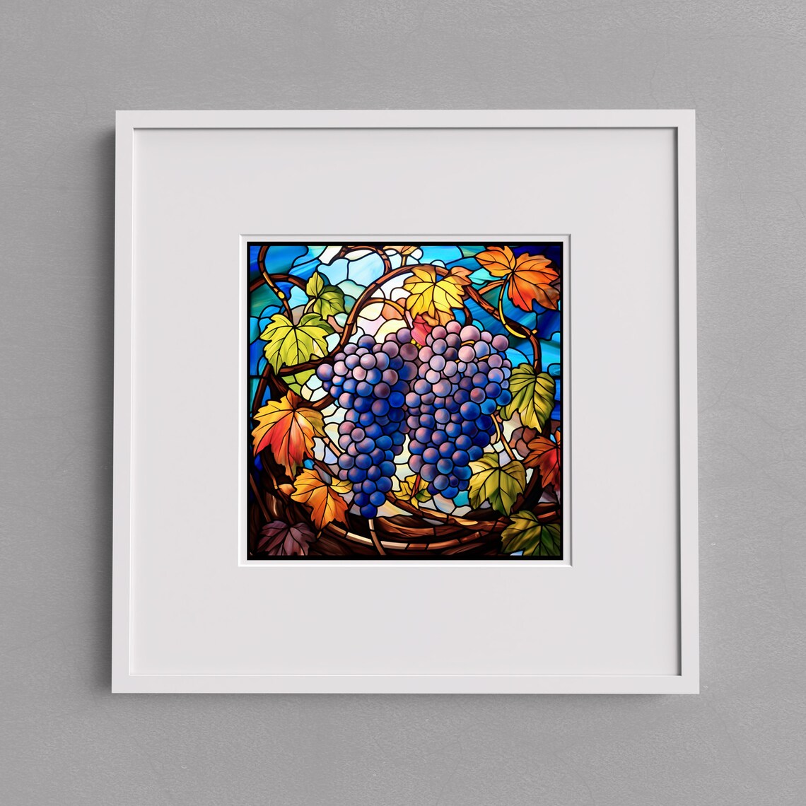 Vineyard Grapes Ceramic Tile, Stained Glass Look - Image 2